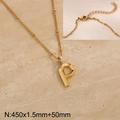 Gold plated stainless steel necklace featuring a crystal letter P pendant and lobster clasp - Gold Letter P (KN286985-Z)