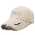 Beige mesh baseballpet met extra lange klep en sportieve tekstborduring - Verstelbaar / Khaki