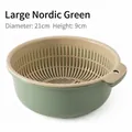 Large double-layer kitchen colander in Nordic green with 21cm diameter basin - Medium / Nordic Green