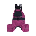 Dark purple waterproof dog outdoor jumpsuit with reflective strips and active print - S / Rose Red