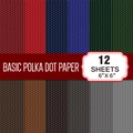 Basic polka dot scrapbook paper 12 sheets multi-color 6x6 inch decorative DIY craft material - Vintage Polka Dot (G038)