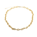Hip Hop goudkleurige varkenssnuit schakelketting met karabijnsluiting op witte basis - 40+5cm Ketting