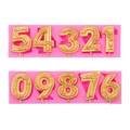 Pink silicone number 0-9 mold set for 3D floral gold cake topper decorations - Full Set 0-9 / Pink