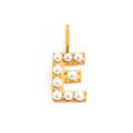 Golden letter E charm pendant featuring elegant white pearl inlay for DIY jewelry - Letter E / Rose Gold