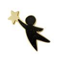 Cute black glitter doll reaching for stars brooch with gold metal plating - 163*Figure Reaching for Star