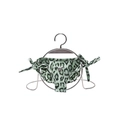Mini borsa a tracolla leopardata verde erba con lacci laterali e dettaglio farfalla in metallo - Leopardo Verde