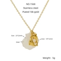 Stainless steel dolphin pendant on white shell in 18k gold plated finish, 23x22mm size - Dolphin & Shell Style (1568)