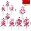 Pink and white swirl lollipop Christmas tree ornaments in small, medium, and large sizes - Pink & White