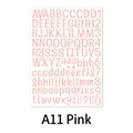 Pink 1 inch vinyl alphabet stickers with letters and numbers for DIY craft decoration - 210x290mm / Pink