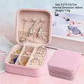 Pink velvet square jewelry organizer box with zipper and multi-compartment storage - Square PU Leather Zipper Style / Pink