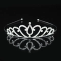 Sparkling silver princess crown headband for girls with heart rhinestones - Style 17 (Tiara)