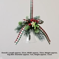 Campana di Natale in vetro con fiocco scozzese, aghi di pino e bacche rosse - Stile Bacca a Quadri Rosso e Verde (B)