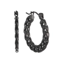 Pendientes de aro con cadena negra minimalista de acero inoxidable para mujer elegante - Negro