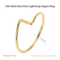 Minimalist 14K gold 0.7mm thin wave ring with lightweight 1.0mm polished band - 14K Gold Lightning
