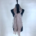 Elegant leopard print scarf in beige and grey with a pleated texture on a mannequin - XLB-021 Leopard Beige