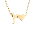 Collana dorata con ciondolo lettera Y e cuore su una semplice catena a maglie O - Lettera Y - Oro
