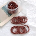 Brown high-elasticity hair ties stored in a transparent jar for daily hair styling - 100 Pieces Set / Rust red