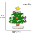 Detailed view of enamel Christmas tree brooch with size measurements and weight specs - Snowy Christmas Tree Style (A00366)