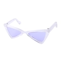 Cat-eye shaped pet sunglasses with lavender purple lenses and a transparent frame - Triangle Style Purple