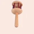 Montessori wooden hand rattle baby toy with natural finish and internal sliding ball - Carbonized Hand Rattle (Single Bead)