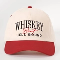 Casquette de baseball rétro bicolore avec broderie Whiskey Hell Bound rouge et beige - Réglable / Blanc Cassé Épissé Rouge