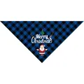 Blue and black buffalo plaid Christmas pet bandana with Merry Christmas Santa print - SD-16 Blue Plaid Santa Tree Antlers