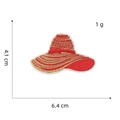 Close-up of red hat embroidery patch with dimensions 6.4x4.1cm and bow detail - Red Series Patch 6#-Sun Hat