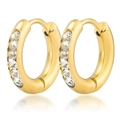 Elegante vergulde roestvrijstalen oorringen met micro-geplaatste witte zirkoon kristallen - Rond Strass / Goud