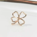 Elegant rose gold four-leaf clover stud earring with polished metallic finish - Hollow Clover Style (XZ0039)