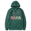 Dark green Mama Est 2025 hoodie with colorful floral MAMA lettering and coquette style - Dark Green