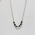 Collana vintage francese placcata in oro 18k in acciaio inossidabile con perle nere e oro - Catena a Perline - Nero