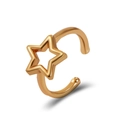 Minimalistischer goldener Pentagramm-Ohrclip mit poliertem Zirkonia-Inlay-Finish - KC Gold Hohler Stern (X414)