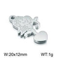Ciondolo angelo cupido cuore in acciaio inossidabile argento, 20x12mm e peso di 1g - Cupido che tiene un arco (KLJ2337-Z) / Color Acciaio