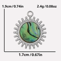 Pendente sole in acciaio inossidabile 304 argento con intarsio in conchiglia abalone - Solo ciondolo / Colore Acciaio (Pendente in Guscio di Abulone)