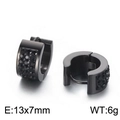 Black stainless steel huggie hoop earrings with micro-pave black crystals, size 13x7mm - Black-Black Stone (KE108268-TGD)