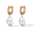 Orecchini in acciaio inossidabile placcato oro 18K con perle barocche su sfondo bianco - Oro con bianco perla