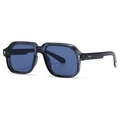 Retro square oversized sunglasses in translucent dark blue acetate with gold accents - Blue Frame / Blue Lens