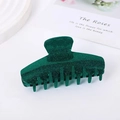 Elegant large shark hair clip in dark green resin with subtle sparkling glitter finish - Malachite green