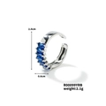 Close-up of silver ring with blue baguette stones showing 2.0cm height and 0.6cm width - 2.5*5mm-7 Stones / Silver Base Royal Blue Stone