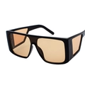 Retro oversized shield sunglasses with black frames and light brown tinted lenses - Black Frame Yellow Lens C5