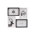 Pêle-mêle moderne noir et blanc pour 4 photos de 10x15 cm, à poser ou à fixer au mur - Mélange Noir et Blanc / 28*28*3cm