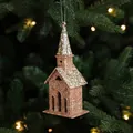 Décoration de Noël en forme d'église à paillettes or rose, hauteur de 15,5 cm - Style Maison