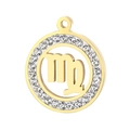Golden stainless steel Virgo zodiac pendant with sparkling crystal inlay details - Scorpio(KLJ3553-Z)