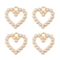 Detail of four heart-shaped pearl pendants with gold rings on a clean white background - Heart Shape Pearl Charm (px1086-11)