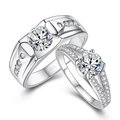 Ensemble de bagues de couple en argent avec zircons couronne en argent massif S925 - Style Couple en Zircon Sertis de Diamants