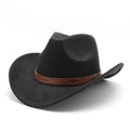 Chapeau de cowboy western classique noir en laine avec bande embossée et rivets - M (56-58cm) / Noir