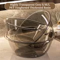 Three-piece set of transparent grey PET thickened washbasins in small, medium, and large sizes - 3-Pack S+M+L Grey