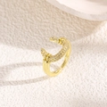 Macro detail of gold-plated C-shaped ear cuff featuring a bar set with micro zircon stones - Gold (ZYN-DMR217G)