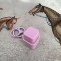 Pink square stress-relief fidget toy keychain with a portable hanging ring and matte finish - Square Key With Light / Purple