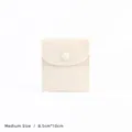 Beige velvet jewelry pouch in medium size with snap button for ring storage - 中号款(8.5cm*10cm) / Beige